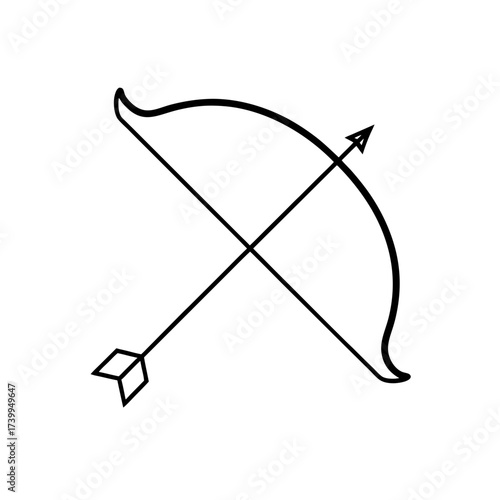 Simple line drawing of a bow and arrow silhouette