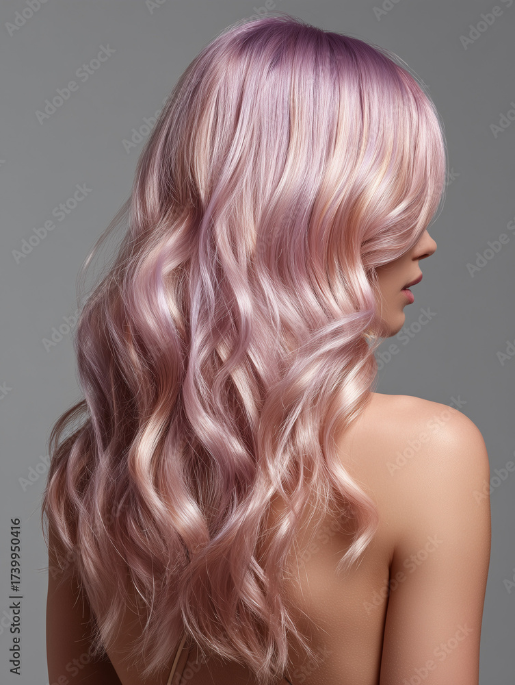 Fototapeta premium Hair model showing beautiful shiny light pink