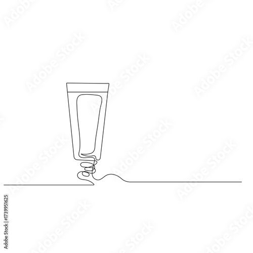 Cosmetic cream moisturizer icon   continuous one line drawing of outline vector illustration 