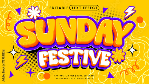 Sunday festive editable text effect retro 90s style
