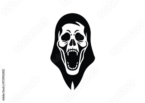 dark scream skull silhouette vector icon