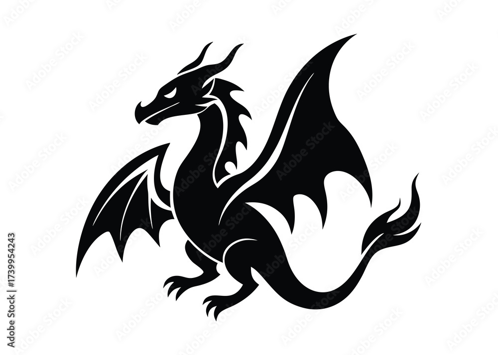 Naklejka premium dragon flame silhouette vector icon