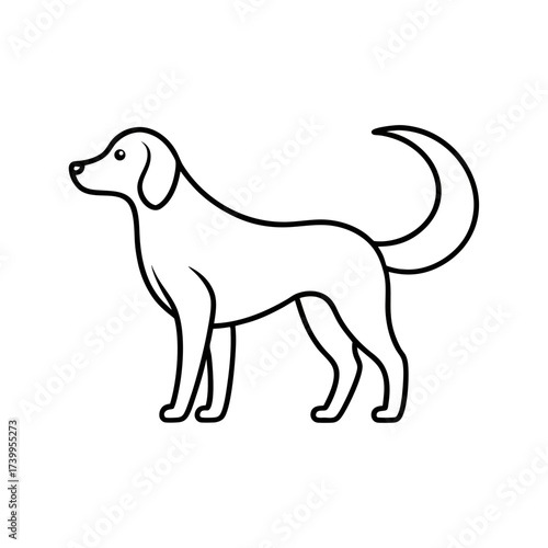 outline vector illustration of a dog wagging its icon vector art
