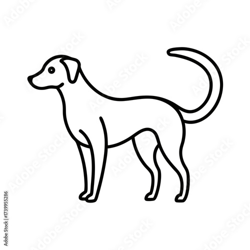 outline vector illustration of a dog wagging its icon vector art
