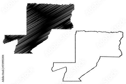 Woleu-Ntem Province (Subdivisions of Gabon, Gabonese Republic) map vector illustration, scribble sketch Woleu Ntem map