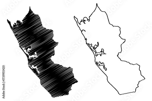 Ogooue-Maritime Province (Subdivisions of Gabon, Gabonese Republic) map vector illustration, scribble sketch Ogooue Maritime map