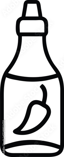 Hot sauce bottle outline vector illustration