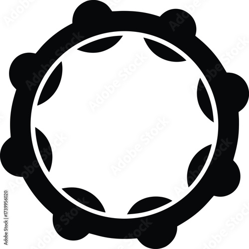 vector silhouette icon of tambourine 