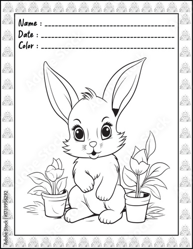 Bold and Easy Easter Coloring Page & Book for Adults and Kid. High resolution (300 DPI), Ready to print on standard 8.5x11-(A4) inch paper With (No Bleed), Black and White. Vector illustration