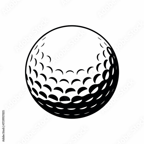 Classic golf ball with dimples in black and white