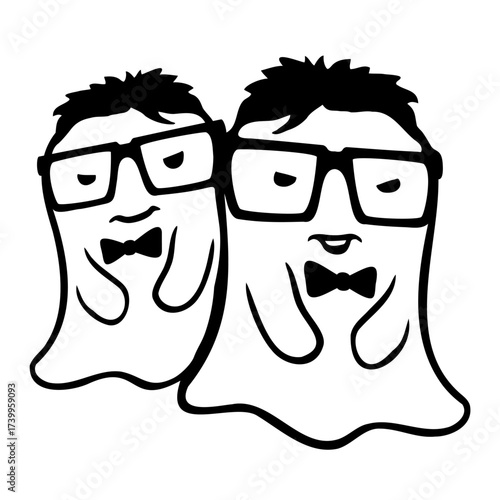 Nerd Ghost Friends Angry Mad Bad Glasses Bow Tie Halloween Geek