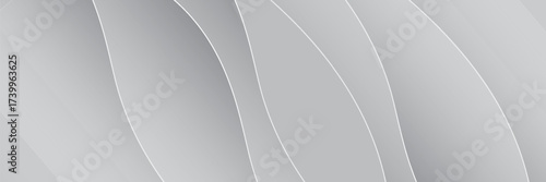 Dark grey abstract wide horizontal banner with hexagon carbon fiber grid and orange luminous lines. Technology vector background with orange neon lines