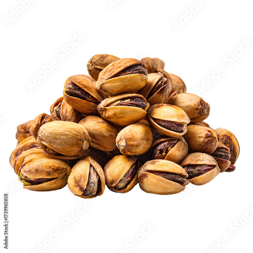 Delicious Pile of Roasted Pistachios on White Background for Food Ads