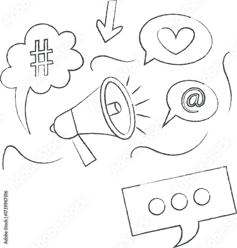 Minimal doodle social media marketing vector