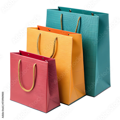 Shopping bags isolated on a transparent background. Perfect for retail, shopping, or gift-related themes in stock illustration.