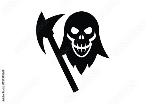 haunted axe mask silhouette vector icon