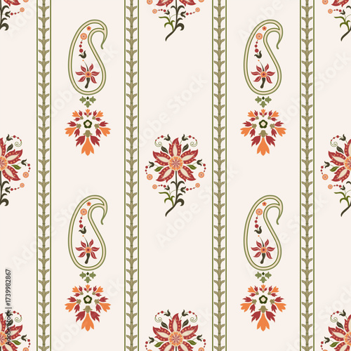Vector Hand drawn colourful geometric flowers Motifs African boho paisley, seamless patterns with floral for fabric Ethnic Indian Pattern, textiles, clothing, wrapping paper, backdrop, banner.

