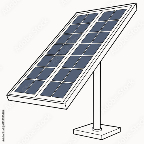 Vector art of solar panel, a photovoltaic device converting sunlight into electricity, a sustainable energy source for renewable power generation and environmental conservation