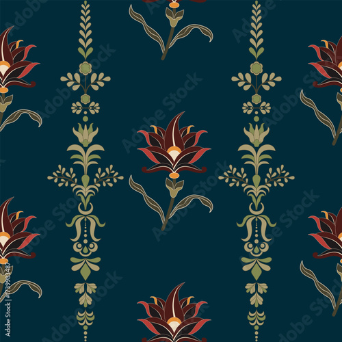 Vector Hand drawn colourful geometric flowers Motifs African boho paisley, seamless patterns with floral for fabric Ethnic Indian Pattern, textiles, clothing, wrapping paper, backdrop, banner.
