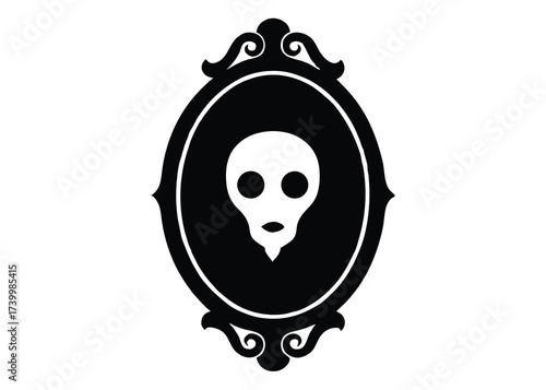 haunted mirror mask silhouette vector icon