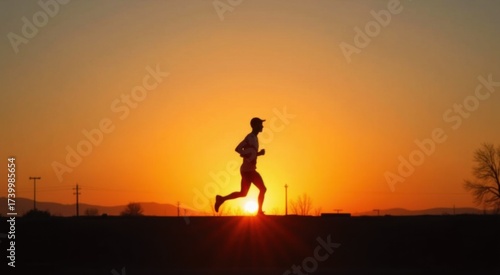 Man running in the sunset with a hat on