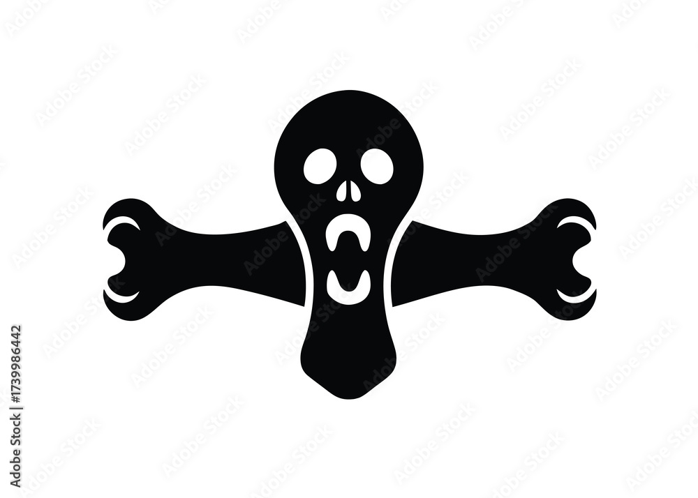 Fototapeta premium haunted scream bone silhouette vector icon