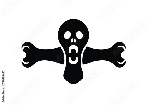 haunted scream bone silhouette vector icon