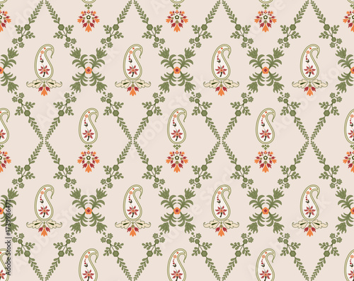 Vector Hand drawn colourful geometric flowers Motifs African boho paisley, seamless patterns with floral for fabric Ethnic Indian Pattern, textiles, clothing, wrapping paper, backdrop, banner.
