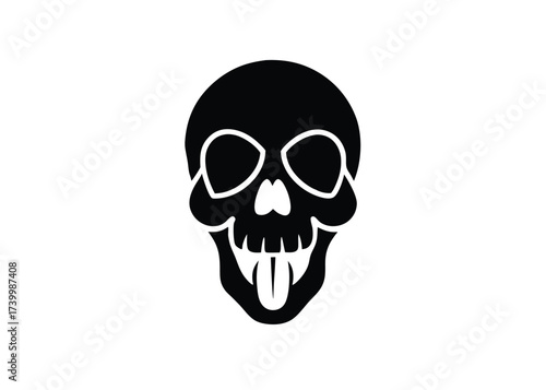 haunted tongue skull silhouette vector icon
