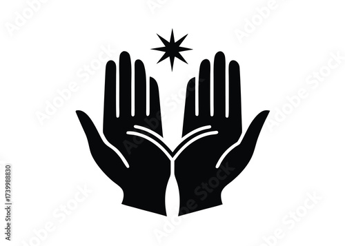 palm reading silhouette vector icon