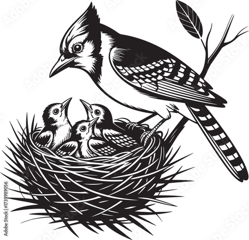 Blue jay Bird Clipart, Cyanocitta cristata silhouette