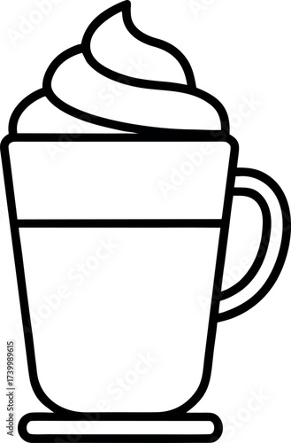 Hand Drawn Macchiato Cup with Whipped Cream Top Vector Illustration