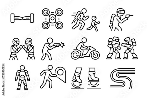 Minimalist line art: diverse modern activities and hobbies collection