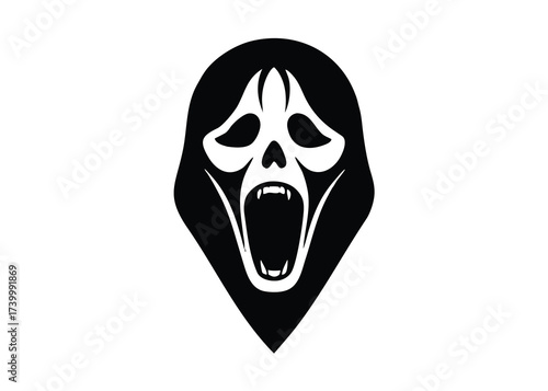 pumpkin scream mask silhouette vector icon
