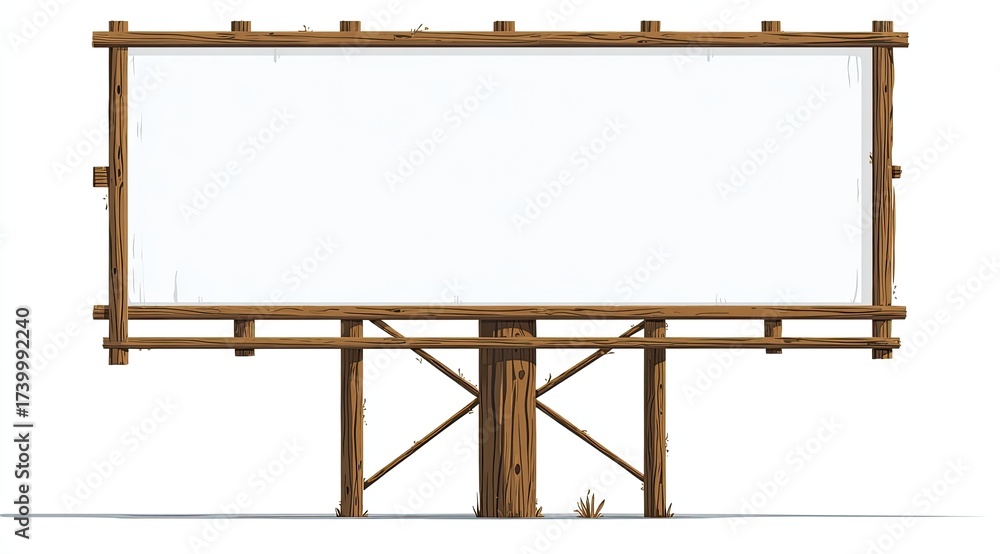 Obraz premium A blank billboard with a wooden frame, ready for advertising or messaging