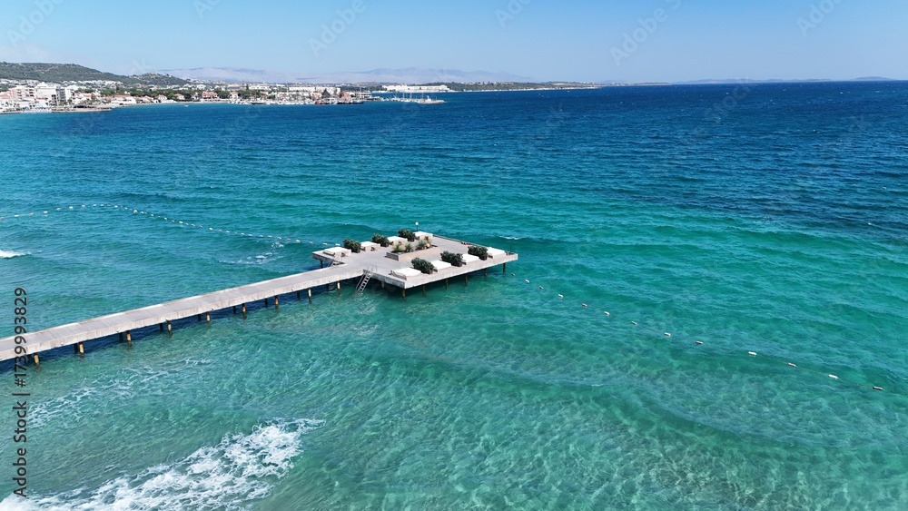 Fototapeta premium Ocean pier view.Turkish resort the sea ceased