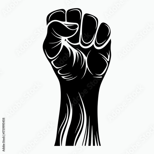 Feminist female fist isolated on white background