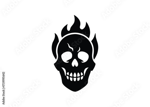 skeleton flame jaw skull silhouette vector icon