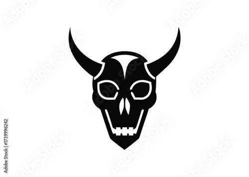 skeleton horn mask silhouette vector icon