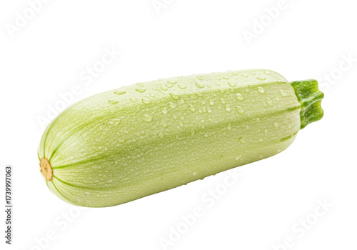 Fresh light green zucchini isolated on transparent background, healthy vegetable for cooking