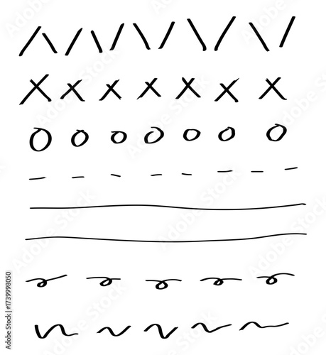 Hand-drawn circles and penalty symbols. Line. Mark.