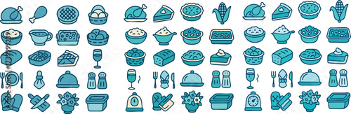 Thanksgiving Feast Icons A Collection of Holiday Dinner Symbols.