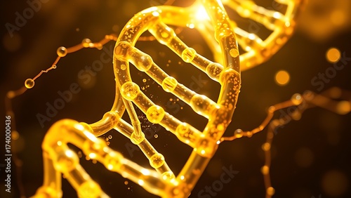 Glowing DNA helix intertwined with golden strands, symbolizing regenerative medicine breakthroughs.
