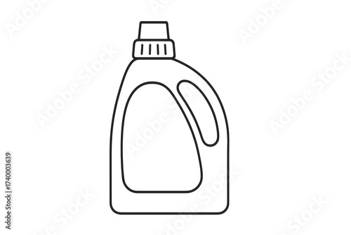 Laundry detergent bottle outline isolated on transparent background, vector, icon