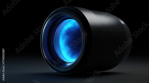 Wallpaper Mural Smooth Polished Rocket Engine Nozzle with Vibrant Blue Glow in Minimalist Style Torontodigital.ca