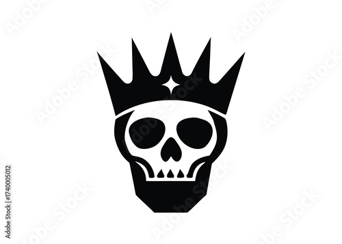 skull crown silhouette vector icon