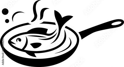 Steaming Fish Cooking in Frying Pan Icon
