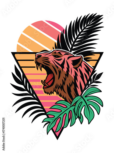 Bold Vector Illustration of Roaring Tiger Head