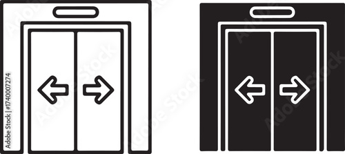 sliding door Vector art of a vector illustration features elevator doors in both white and black, , providing a versatile design element for architectural or accessibilityrelated projects on