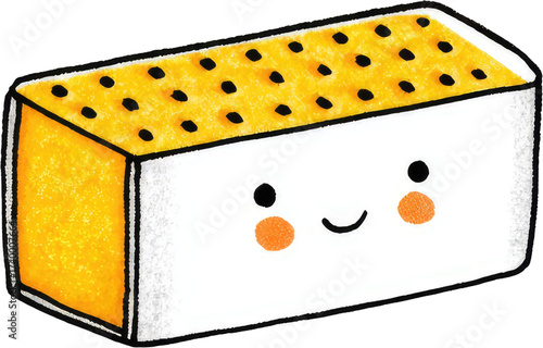 Cute Cartoon Ice Cream Sandwich with Smiling Face.